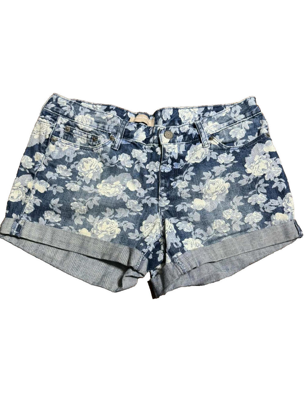 Banana Republic Shorts Womens 29 /8 Low Rise Denim Med Wash Fade Floral Ladies